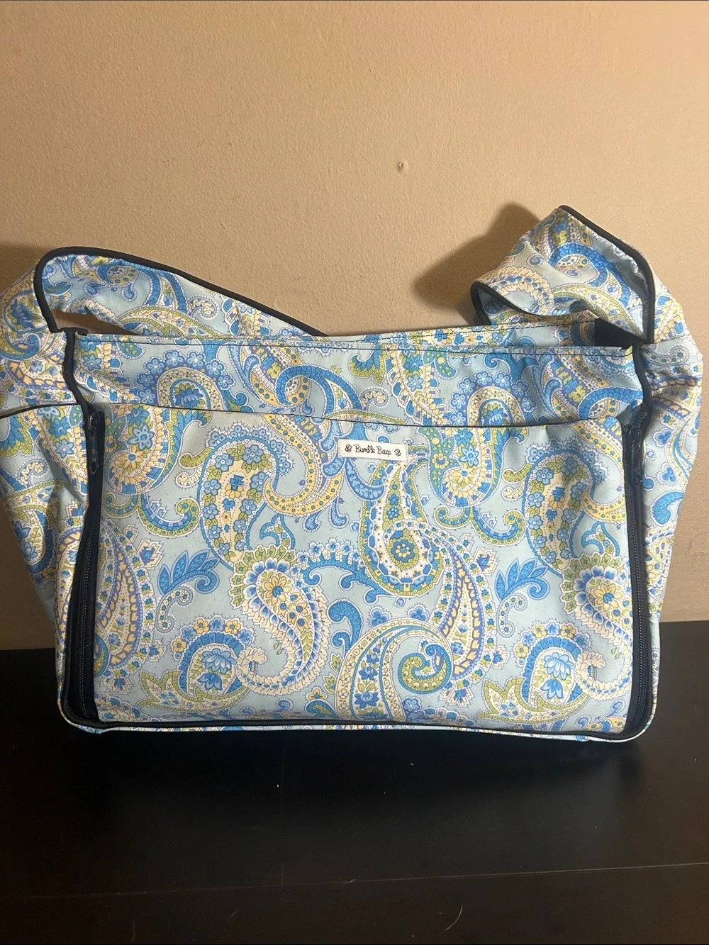 Bumble Bags Jessica Blue Paisley Messenger Backpack Diaper Bag